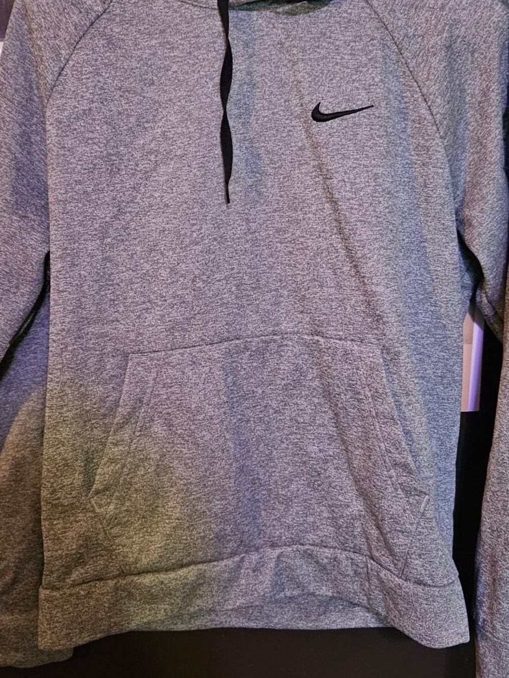 Nike Gray Heather Pullover Hoodie with Black Swoosh